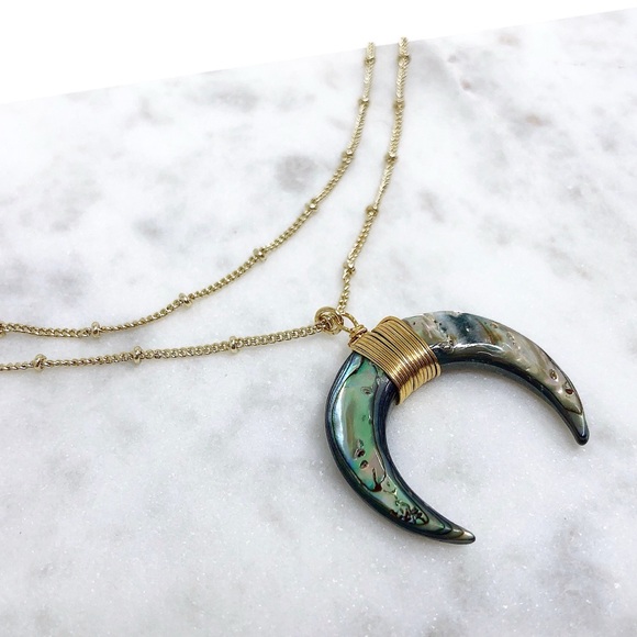 Simple Sanctuary Jewelry - Abalone Crescent Horn Necklace